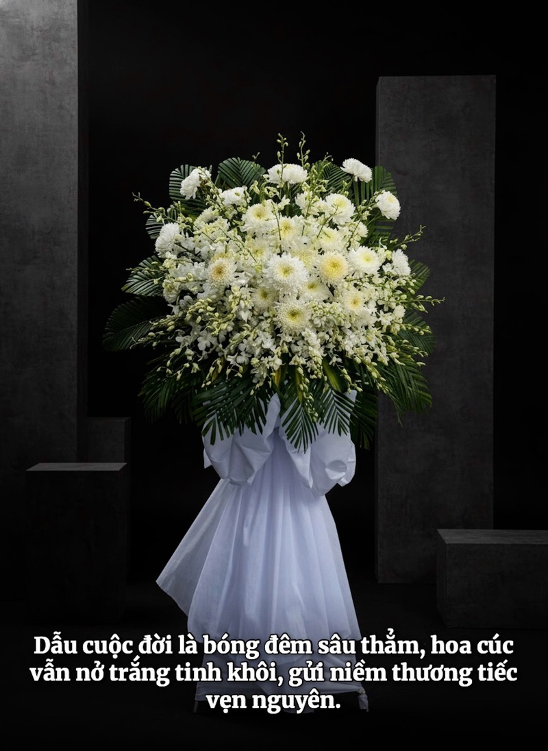 Kệ Hoa Tang Lễ Trắng Dải Lụa